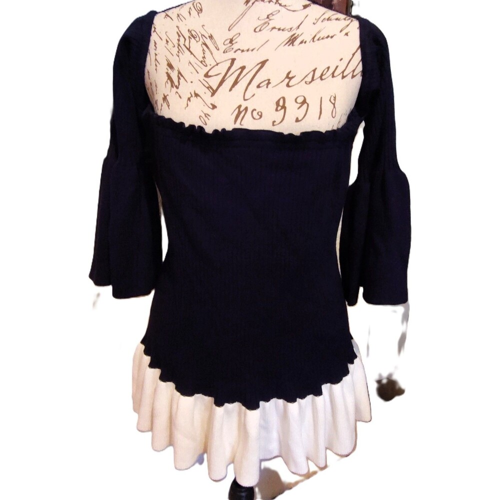 New Venus Designer Shoulderless Sweater w/ ruffle trim and Bell Sleeves SZ L
